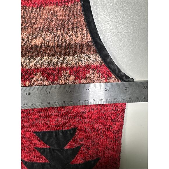 VTG Ivy Vest Womens M Southwestern Geometric Beaded Tastle Tie Front Red Country - Picture 7 of 8